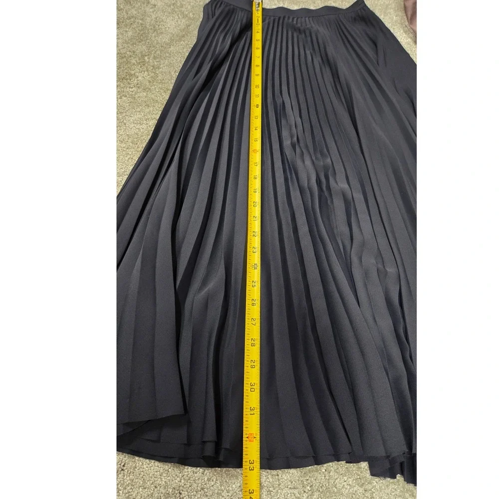 Tory Burch Navy Blue Pleated Midi Skirt Accordion High Waist Professional Size 2